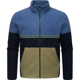 Ragwear Sweatjacke »Fleecejacke Lonndy«, Angesagte Herren Plüschjacke mit hohem Kragen, blau