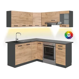Vicco Winkelküche L-Form 187 cm Schwarz