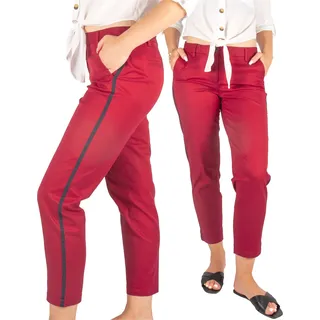 FIRI Damenhose in 7/8-Länge, Business und Casual, mit Streifen, Dunkelrot, 36 - Dunkelrot