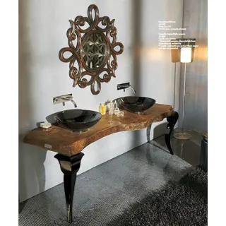 Waschtische Badezimmer Tisch Konsole Tische Holztisch Echtholz Luxus Waschbecken - Braun