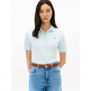 Poloshirt TOMMY HILFIGER "1985 REG PIQUE POLO", Damen, Gr. XL (46), keepsake blau, Piqué, Obermaterial: 96% Baumwolle, 4% Elasthan, unifarben, regular fit normal, Rundhals, abgesteppte Kante, Shirts Poloshirt, mit Logo-Stickerei, Seitenschlitze, Regular Fit