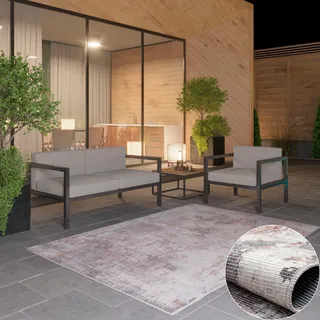 OTTO home Outdoorteppich "Mülenen" rechteckig 10 mm Höhe Kurzflor, modernes Design, waschbar, In- und Outdoor geeignet, grau, braun, terrakotta