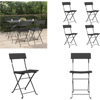vidaXL Bistrostühle 4 Stk. Klappbar Schwarz Poly Rattan und Stahl - Klappbarer Bistrostuhl - Klappbare Bistrostühle - Gartenmöbel - Outdoor Möbel - Schwarz