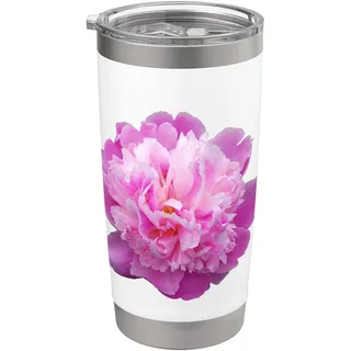 Pfingstrosen Blumenstrauß blühende Pfingstrosen Paeony Bunte Blumen Doppelwandiger Edelstahl-Thermobecher