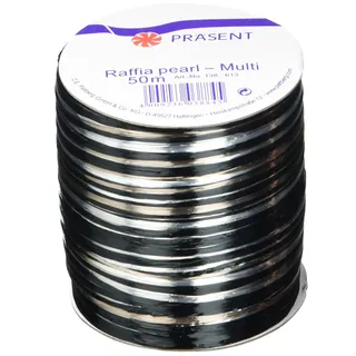 Präsent RAFFIA glänzend schwarz/grau/silber 3,0 mm x 50,0 m