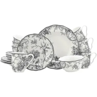 Kombiservice CREATABLE "Adelaide, Service 16-tlg.", grau, 16, Porzellan, Geschirr-Sets, Kombiservice, Nostalgischer Vintage Dekor, Elegante Form