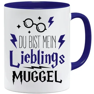 Lustige Geschenk Tasse mit Spruch | Du bist mein Lieblingsmensch Becher | Süße Geschenkidee für Freund oder Freundin | Keramik Kaffeetasse Dunkelblau(DunkelBlau)