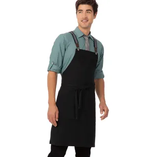 Chef Works Unisex Berkeley Latzschürze Arbeitsschürze, Strapse Jet Black W/Schwarz/Grau, Einheitsgröße