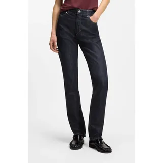 High-waist-Jeans BOSS ORANGE "ADA SLIM HR 1.0 Premium Damenmode", Damen, Gr. 29, Länge 32, dunkelblau 401, Denim/Jeans, Obermaterial: 61% Baumwolle, 39% Lyocell, unifarben, slim fit lang, Jeans High-waist-Jeans, mit kleinen Schlitzen am Saum
