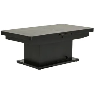 Livetastic Couchtisch , Schwarz , Metall, Keramik , rechteckig , Sockel , 49.5-79x70x125-150 cm , ausziehbar, höhenverstellbar, einfacher Aufbau , Wohnzimmer, Wohnzimmertische, Couchtische, Couchtische Keramik