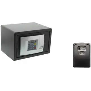 BURG-WÄCHTER Möbeltresor mit elektronischem Zahlenschloss, Schwarz & Burg-Wächter 39740 Schlüsseltresor mit 4-stelligem Zahelncode für außen und innen, Sicher, Groß, Wandmontage, 40 SB, Schwarz