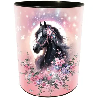 goldbuch 82 141 Papierkorb Luna, Mülleimer Pferd, Abfallbehälter Ø 25 cm, Höhe 30 cm, Behälter 12 Liter Fassungsvermögen, Papierbehälter für Kinder, Pferde-Motiv, Müllbehälter Rosa