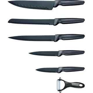 Michelino Messerset 6-teilig Edelstahl Klingen Küchenmesser Kochmesser Schäler Messer Grau - Grau