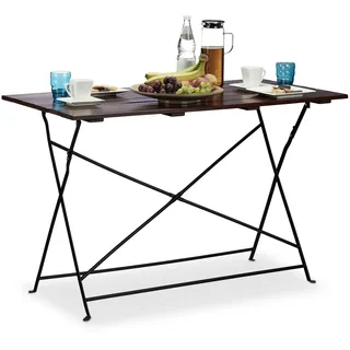 Relaxdays Gartentisch klappbar aus Massivholz, flacher Garten-Esstisch für 4 Personen, groß HxBxT: 75x120x60 cm, braun