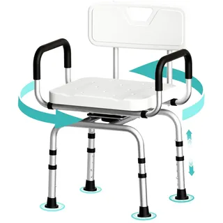 TODO Duschhocker 360° Drehbarer,Duschstuhl Höhenverstellbar, mit Rutschfesten Gummifüßen für Sicheren Halt,Badhocker, Duschhilfe, Duschsitz, Belastbar bis 120kg