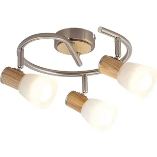 Rabalux 6488 Deckenstrahler 3 Spots Gavin, E14-Holz, silber-weiß, rund, Skandinavisch, ø250mm - Silber