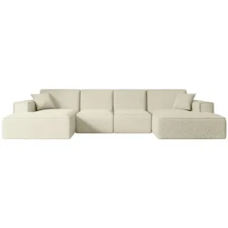 altdecor Eckcouch Bouclé 6-Sitzer Beige