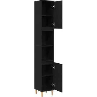 vidaXL Badezimmerschrank mit Tür Schwarz Eichen-Optik 30 x 30 x 190 cm - Schwarz
