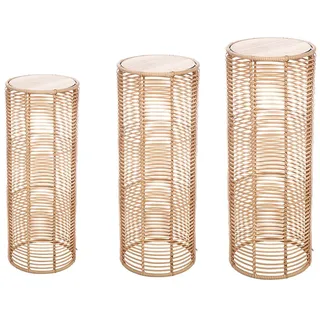 GILDE 3er Set Säule Rotin - zylindrisch - naturfarben - dekoratives Design - Polyrattan - Höhe 79cm x Breite 36cm