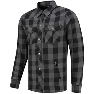 Rusty Stitches Super Neil Langarmhemd Grau / Schwarz 7XL