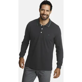 Langarm-Poloshirt JAN VANDERSTORM "Langarm-Poloshirt ELLIS", Herren, Gr. 4XL, grau (dunkelgrau), Obermaterial: 70% Baumwolle CO. 30% Polyester COOLMAX PES(Coolmax)., Shirts Langarm-Poloshirt