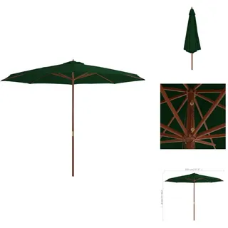 vidaXL Sonnenschirm mit Holzmast 350 cm Grün - Sonnenschirme & Sonnenschutze - Grün