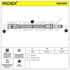 RIDEX Bremsschläuche Hinterachse 83B0365 Bremsschlauch VW,MERCEDES-BENZ,CRAFTER 30-50 Kasten (2E_),CRAFTER 30-35 Bus (2E_)