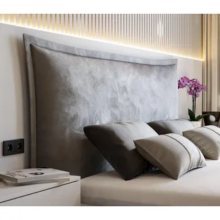 Polsterbett Sofia 200x220 cm mit Bettkasten – Samt Velvet Piano 15 Dunkelgrau, weiches Kopfteil mit Kissenoptik, Luxus Stauraumbett mit VISCO Matratze - Dunkelgrau