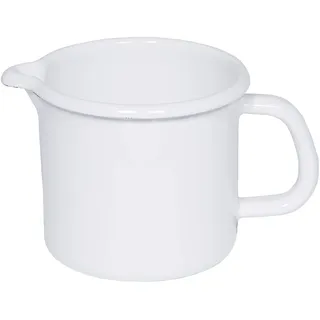 Riess, 0039-033, Schnabeltopf ø 10cm, WEISS, Weiß, Emaille, Vol. (rec.): 0,8 Liter, Made in Österreich, LBH: 16,3x11,3x10,0cm, 0,320kg, Kanne mit Henkel, Deckel, Induktionskocher kompatibel