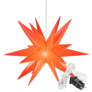 Leuchtstern 3D XXL mit LED Beleuchtung | rot | |Ø 100cm | Stern mit 18 Spitzen | wetterfest | Garten Deko, Wohnzimmer, Weihnachtsdeko | Weihnachtsstern | mit Timer | 7,5m Kabel