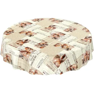 ANRO Tischdecke Wachstischdecke Wachstuch Wachstuchtischdecke Kaffee Coffee Espresso Rund 140cm