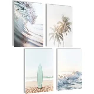 mojoliving Summer Vibes Poster Surfen Set Vintage Bilder Set Beach Deko aesthetic room decor Hawaii Deko Sommer Vintage summer aesthetic Hawaii Strand Bilder Surfer