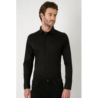 Langarmhemd DESOTO "Jerseyhemd Casual Kent", Herren, Gr. XXL, N-Gr, schwarz (schwarz structure), Jersey, Obermaterial: 100% Baumwolle, gemustert, slim fit normal, Rundhals, Raglanärmel,Ärmel mit Ärmelschlitz 1-Knopf-Manschette mit Schlitz, Hemden Langarmhemd
