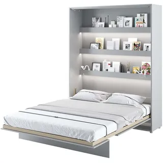 Furniture24 Schrankbett Bed Concept, Wandklappbett mit Lattenrost, V-Bett, Wandbett Bettschrank Schrank mit integriertem Klappbett Funktionsbett BC-12, 160 x 200 cm, Grau/Grau, Vertical - Grau