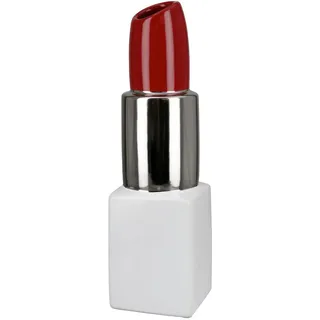 Ambia Home Dekovase , Rot, Silberfarben, Weiß , Keramik , 6x20x6 cm , stehend, auch für frische Blumen geeignet , Dekoration, Vasen, Keramikvasen