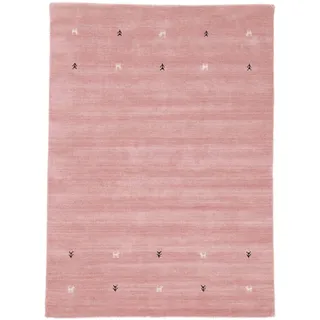 carpetfine Wollteppich »Gabbeh Uni«, rosa 300x400 cm | Moderner Teppich für Wohn- und Schlafzimmer