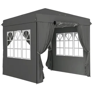 Okwish Pavillon 250/250/268 cm dunkelgrau aus Polyester höhenverstellbar , Dunkelgrau , Textil , 250x268x250 cm , Sonnenschutz, Pavillons