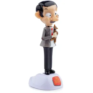 Puckator LTD. Mr. Bean mit Teddy Solar Wackelfigur schwarz/weiß/braun, Bedruckt, 100% Kunststoff.