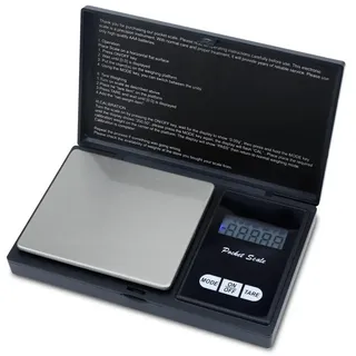 Intirilife Digitale Taschenwaage in SCHWARZ - 12.8x7.8x1.9cm - Wiegefläche 6.5x7.5cm - Präzise 500g x 0,01 g- Feinwaage, elektronische Taschenwaage, kleine tragbare Schmuckwaage,Münzwaage, Goldwaage
