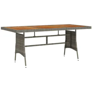 vidaXL Gartentisch Grau 160x70x72 cm Poly Rattan & Massivholz Akazie
