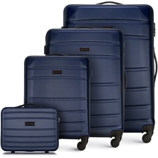 WITTCHEN Koffer-Set 4tlg. Trolley Koffer Reisekoffer aus ABS Hartschalen Trolley 4 Rollen Kombinationsschloss Dunkelblau 56-3A-65K-90