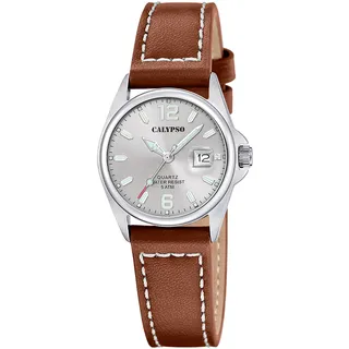 CALYPSO WATCHES Quarzuhr »Basic«, Armbanduhr, Damenuhr, Lederarmband, analog, Tag, braun