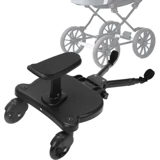 SWANEW Buggy board Upgrade Universal Stehbrett Kiddy Trittbrett Kinderwagen Zubehör mit Sitz Schwarz - Schwarz