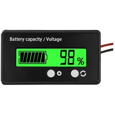 CGEAMDY Batterie Kapazität Voltmeter Monitor,Batteriekapazität Spannung Meter mit Alarm, DC 12V 24V 36V 48V Blei-Säure und Lithium Lon Batterietester(Grün)