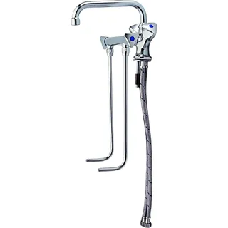 BieTal® Spülbeckenhahn Mischbatterie Hochdruck 2 Becken mit 30 cm Unterspülung - Weiß