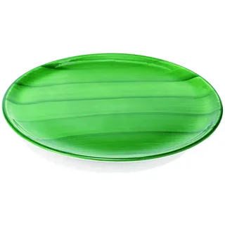 Zafferano Striche Set 2 Pizza Teller, handgemacht und handdekoriert, Steingut, d.33cm, Grün