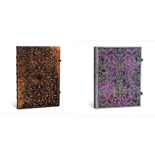 Paperblanks Grolier Ornamentali - Notizbuch Grande Flexi Unliniert, PB1594-9, Grande (300 x 210) Silberfiligran Kollektion Aubergine - Notizbuch Groß Liniert -, Ultra (230 x 180)