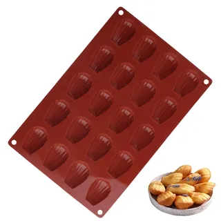 OPVYAEU Madeleines Backform, 20 Hohlräume Mini Silikon Madeleines Backformen, bärentatzenform, Madeleena-Form für Kuchen Schokolade Süßigkeiten Kekse (Schwarz)