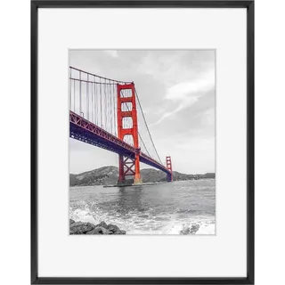 Frametory 11 x 14 Aluminium Bilderrahmen mit elfenbeinfarbenem Farbe Matte für 8 x 10 Bild und Echten Glas, Metall Bilderrahmen Collection 11x14 Schwarz