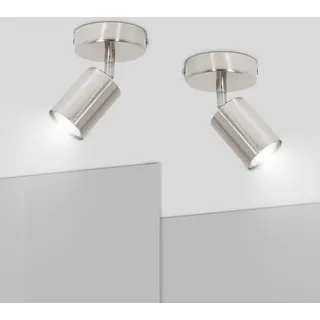 Ketom Deckenstrahler LED Mattes Nickel - 2er 1-Flammiger Deckenspot - GU10 Deckenlampe Spot Schwenkbar - Ohne Leuchenmittel